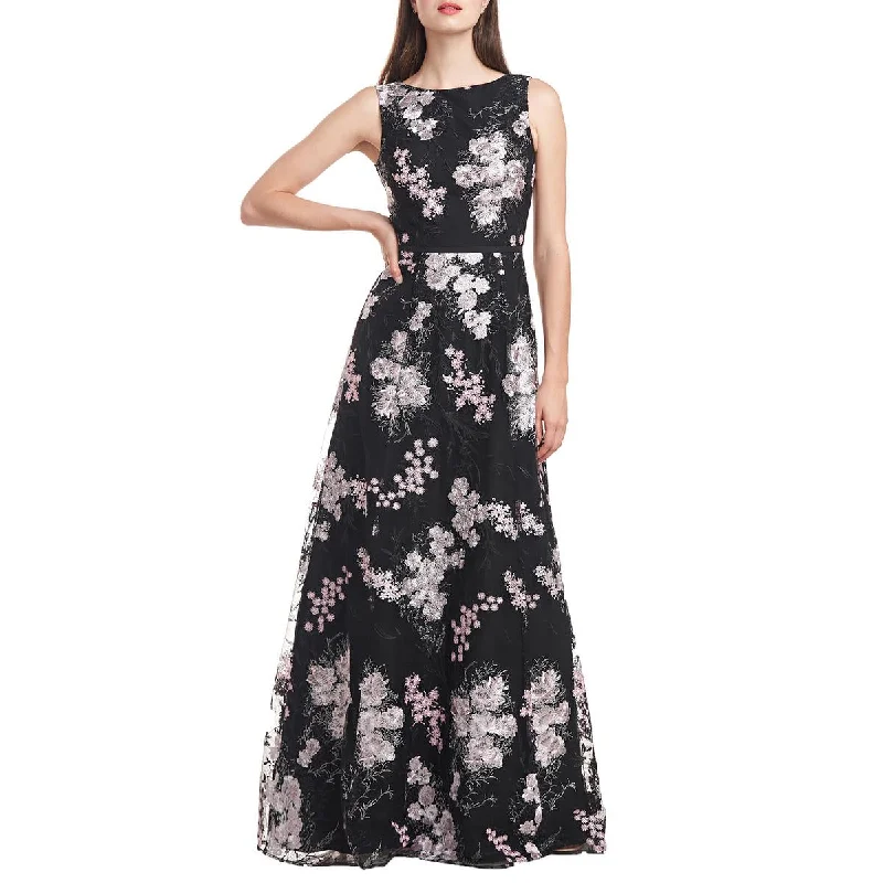 JS Collections Womens Catalina Embroidered Floral Evening Dress