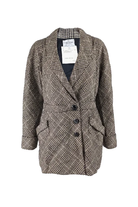 Bonus Savings Valentino Vintage Womens Houndstooth Wool & Cashmere Jacket, 1980s