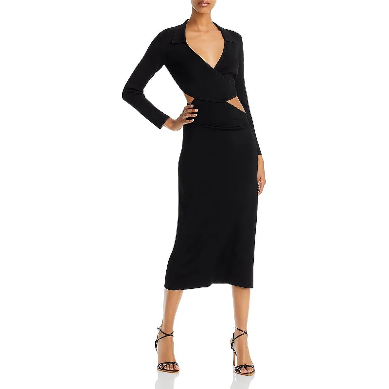 Cult Gaia Womens Cristina Knit Cut-Out Midi Dress