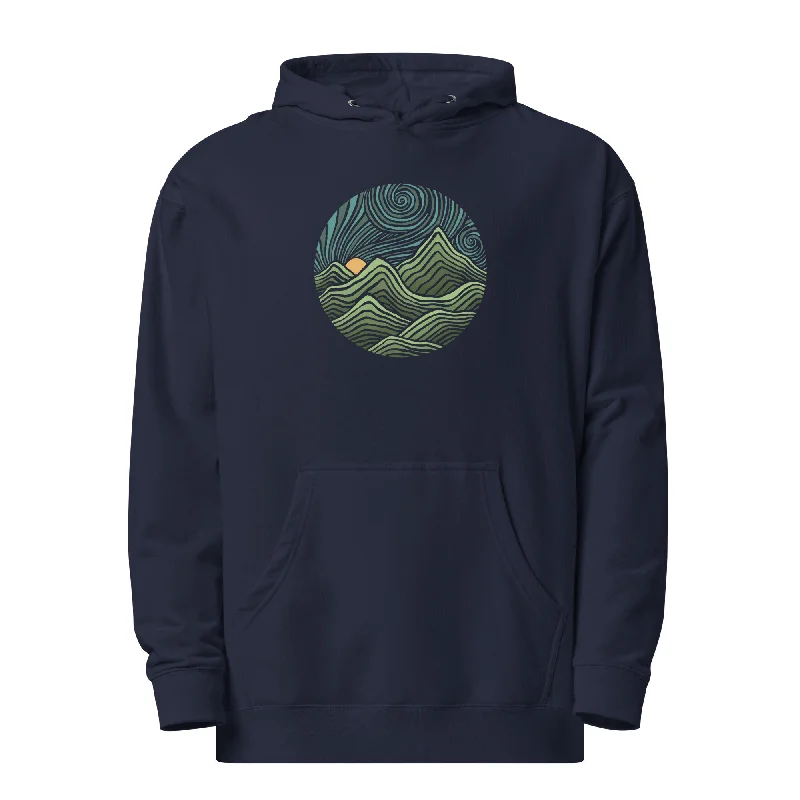 The Best Prices Swirly Mountains | Design by Dylan Fant Midweight Pullover Hoodie