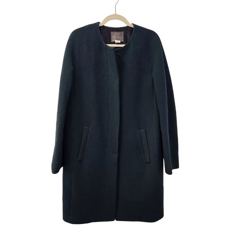 J. Crew Double Cloth Wool Blend Collarless Long Coat Size 10 Tall