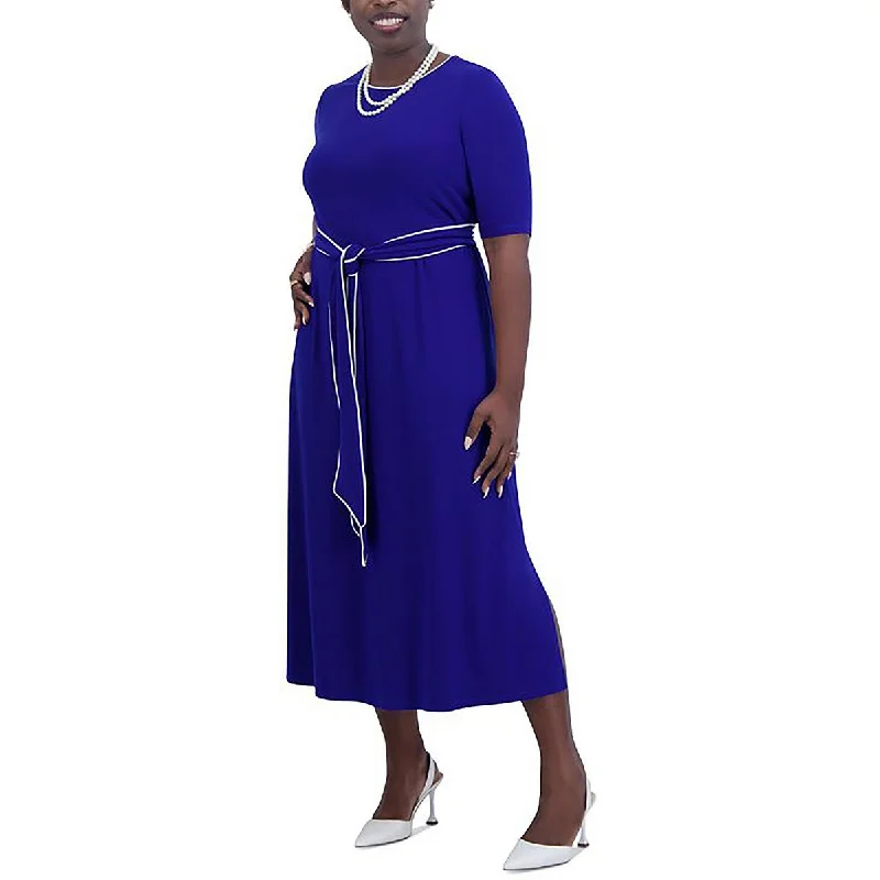 Friends and Family Sale Kasper Womens Wrapped Waist Tie Midi Dress