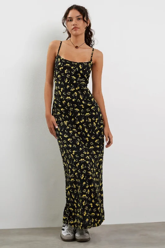 Early Access Motel Rocks Kafka Maxi Dress in Buttercup Black and Yellow