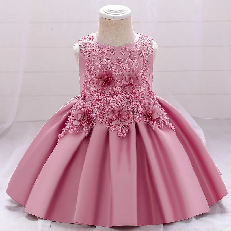 Blowout Deals Baby Girl Birthday Party Dress Easter Dress Toddler Embroidered Texture Sleeveless Princess Dress