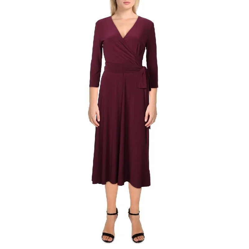 Lauren Ralph Lauren Womens 3/4 Sleeve Calf Midi Dress