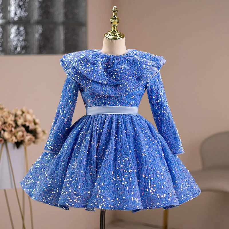 Take Advantage Girl Birthday Party Dress Baby Girl Pageant Blue Long Sleeve Sequin Puffy Princess Dress Take Advantage Girl Birthday Party Dress Baby Girl Pageant Blue Long Sleeve Sequin Puffy Princess Dress