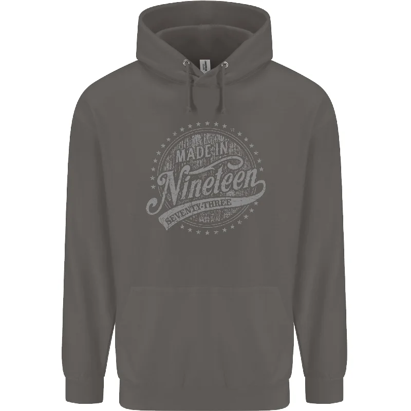 Friends and Family Sale Distressed 51st Birthday Made In 1973 Mens 80% Cotton Hoodie Charcoal Friends and Family Sale Distressed 51st Birthday Made In 1973 Mens 80% Cotton Hoodie Charcoal
