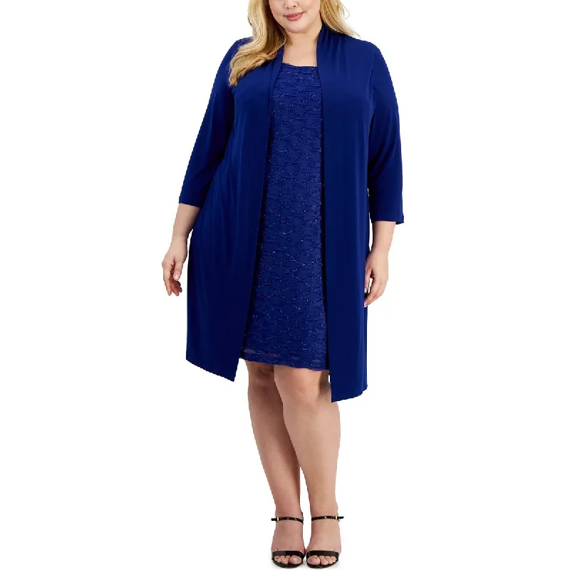 Early Bird Discount Connected Apparel Womens Plus Ruched Jacket Two Piece Dress