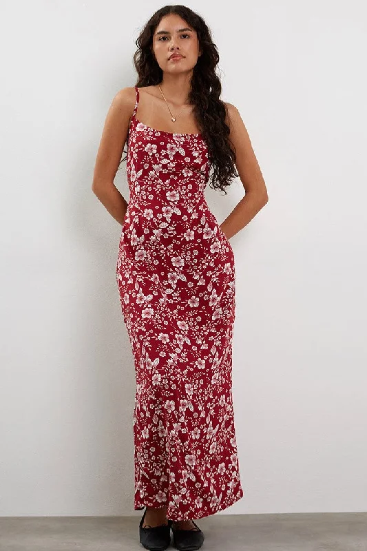 Deep Discounts Motel Rocks Maisara Maxi Dress in Berry Blush Floral
