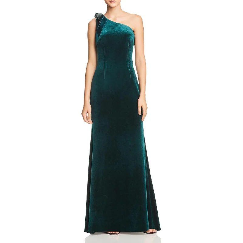 Eliza J Womens Velvet One Shoulder Evening Dress