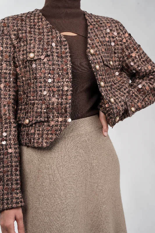 Sienna Brown Sequin Blazer