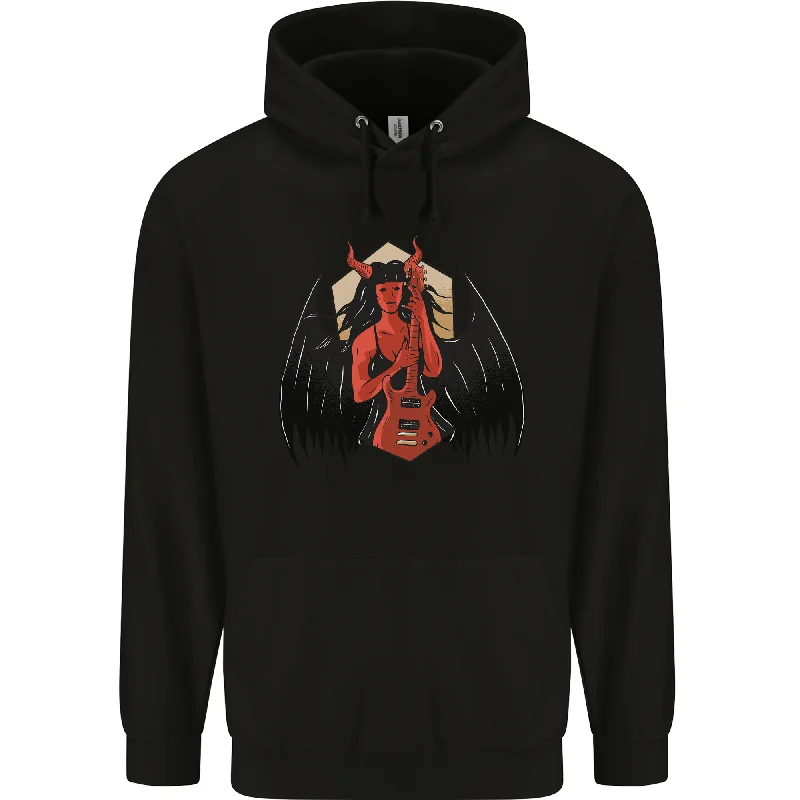 Season Finale Sale Devil Woman Guitar Death Heavy Metal Rock Mens 80% Cotton Hoodie
