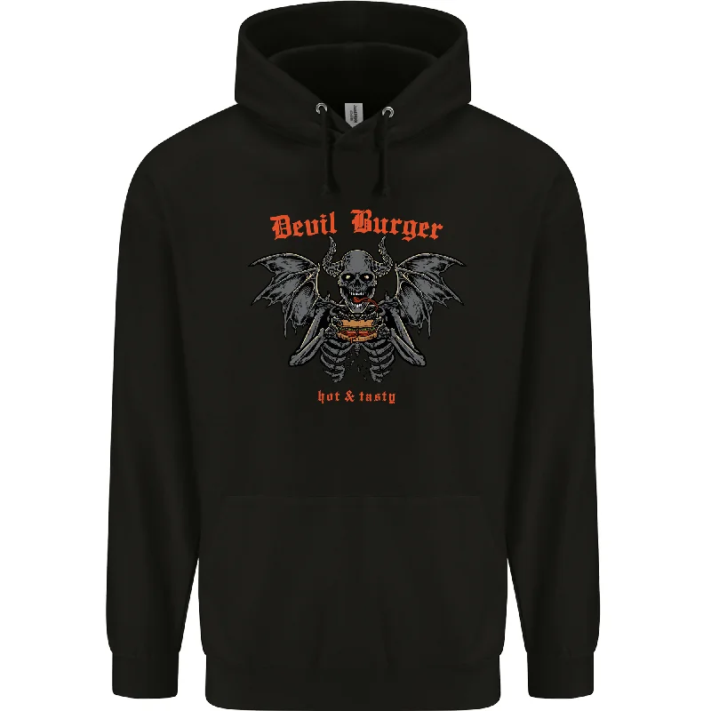 Deal of the Day Devil Burger Demon Satan Grim Reaper BBQ Mens 80% Cotton Hoodie