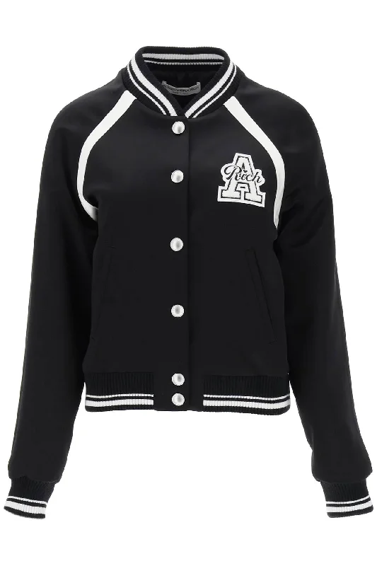 Stock Up and Save Satin Bomber Jacket With Logo Patch  - Black