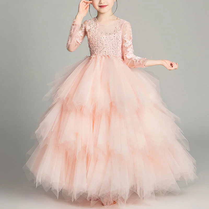 Fantastic Offers Girl Pageant Princess Dress Baby Girl Bow Net Gauze Birthday Party Formal Dresses