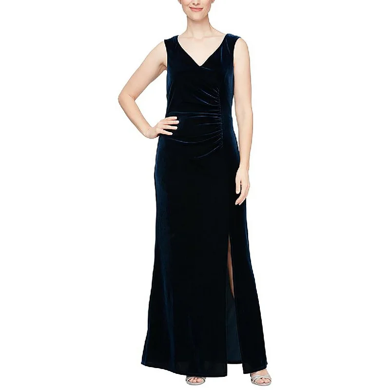 SLNY Womens Plus Velvet Long Evening Dress