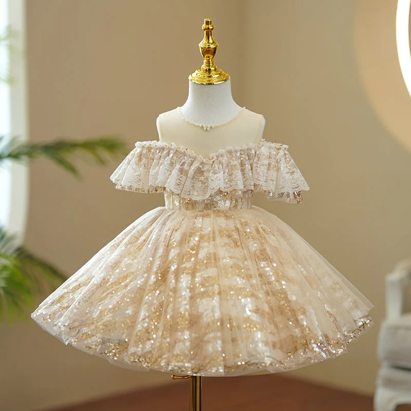 Midnight Madness Baby Girl and Toddler Retro Sequins Puffy Cake Birthday Princess Dress