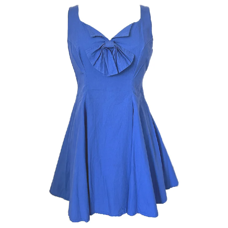 Limited Edition Royal blue cotton fit and flare 1980s-does-1950s summer dress