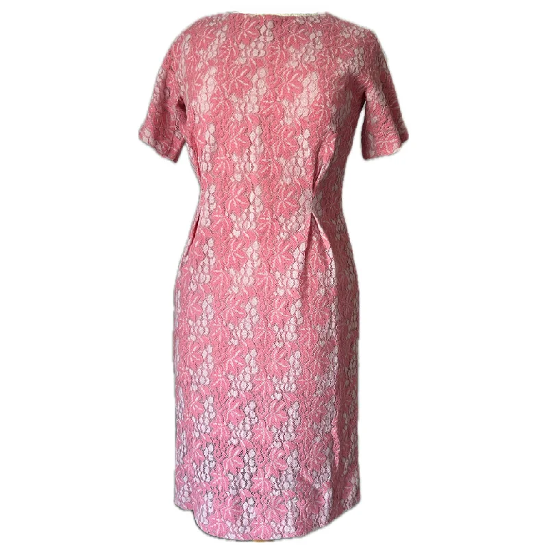 Closeout Two-tone pink lace vintage 1960s shift dress