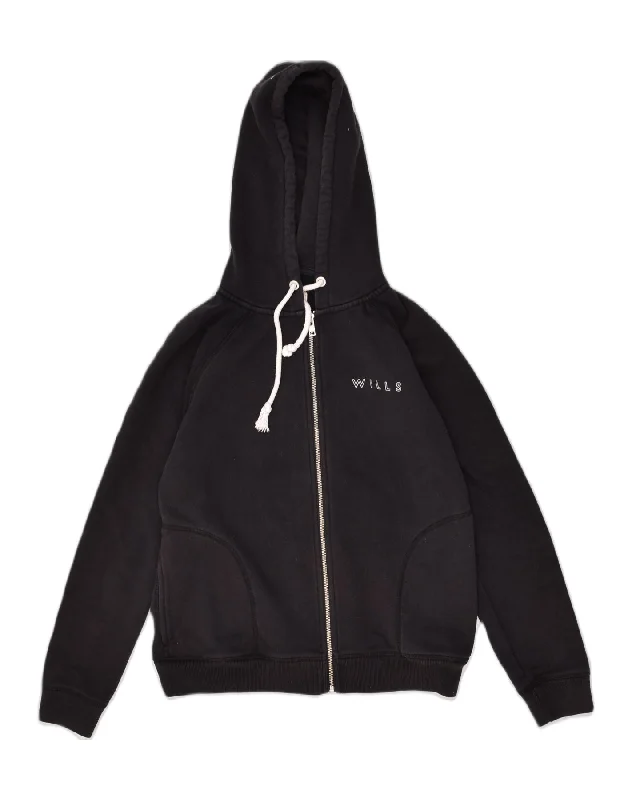 Special Savings JACK WILLS Womens Loose Fit Zip Hoodie Sweater UK 10 Small  Black Cotton