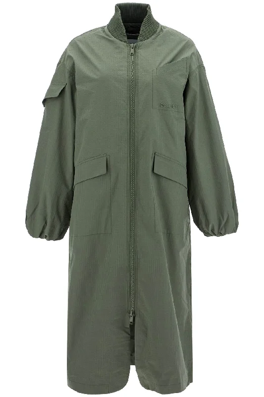 Referral Discount Long Tech Seersucker Trench  - Green