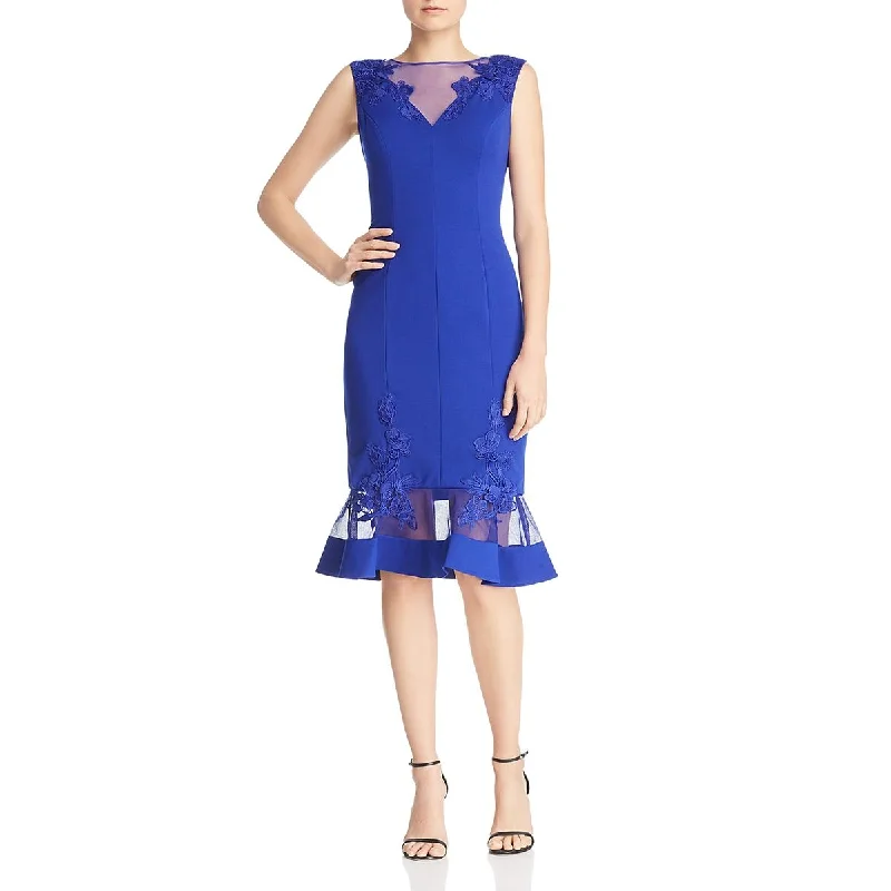 Aidan Mattox Womens Lace Inset Mesh Cocktail And Party Dress