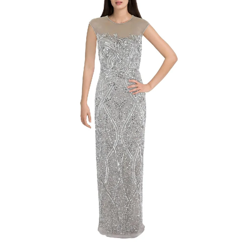 Aidan Mattox Womens Embellished Open Back Evening Dress