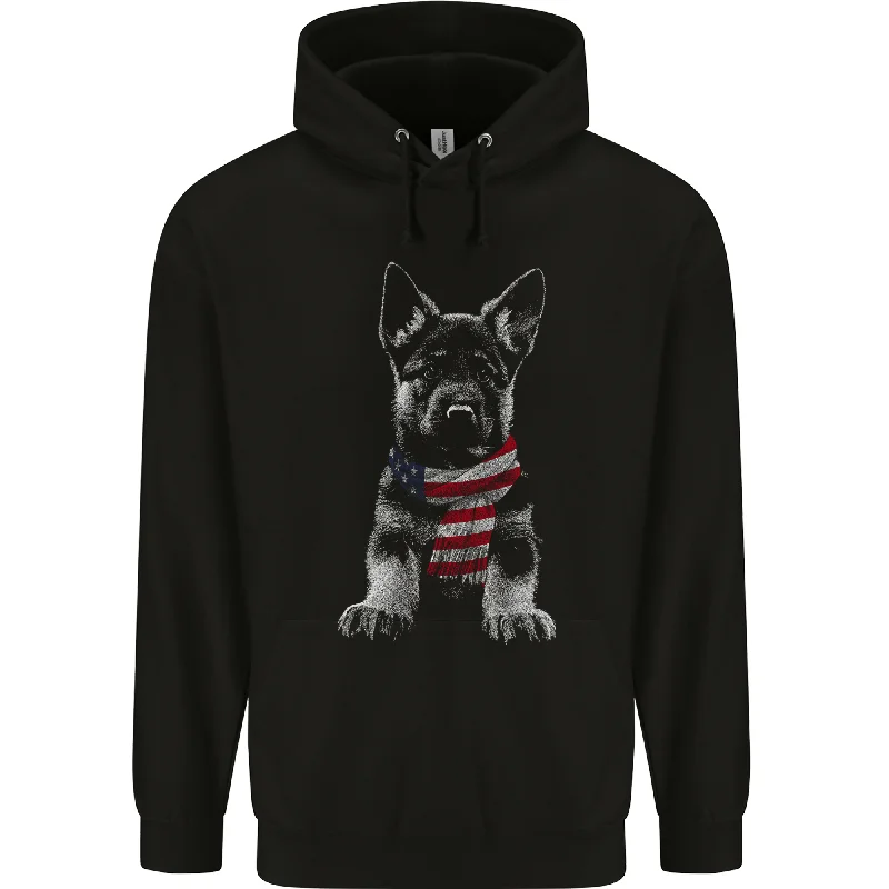 Bargain Blast German Shepherd in USA Scarf Alsatian Dog Mens 80% Cotton Hoodie