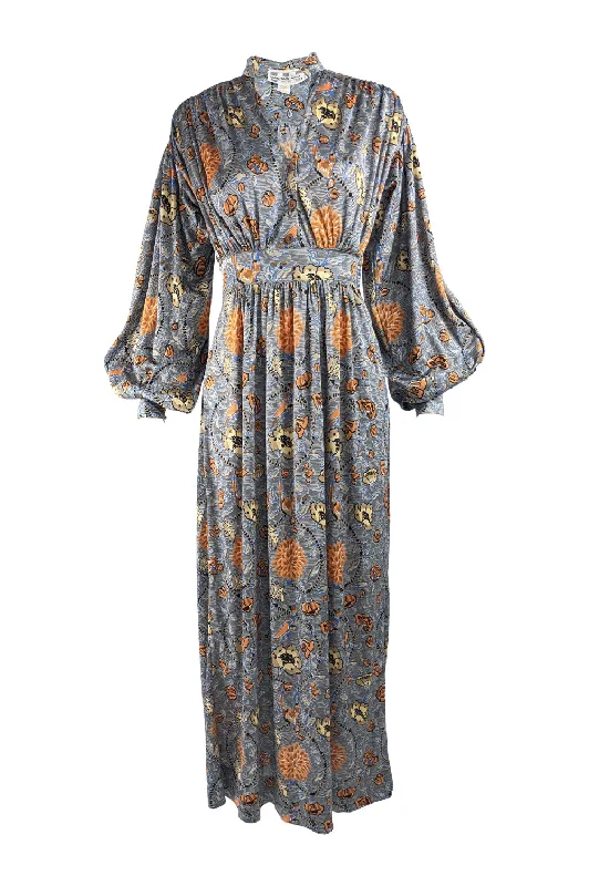 Early Bird Discount Vintage Bohemian Balloon Sleeved Maxi Dress, 1970s