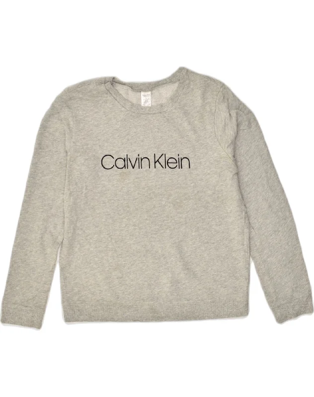 Stock Up and Save CALVIN KLEIN Womens Graphic Sweatshirt Jumper UK 14 Medium Grey