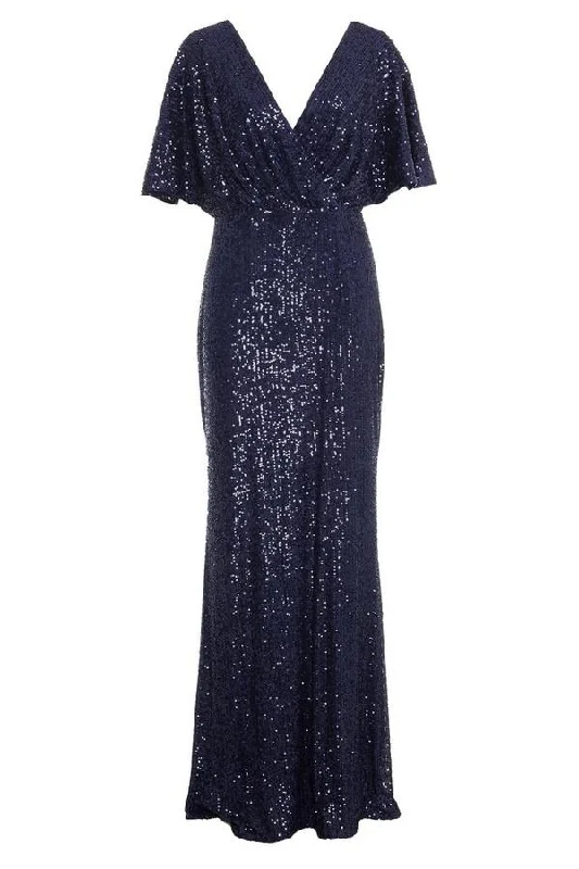 Super Savings Navy Sequin Wrap Dress