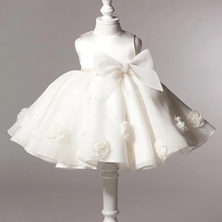 Hurry In Baptism Dresses Baby Girl White Elegant Round-neck Formal Princess Dresses Flower Girl Dresses