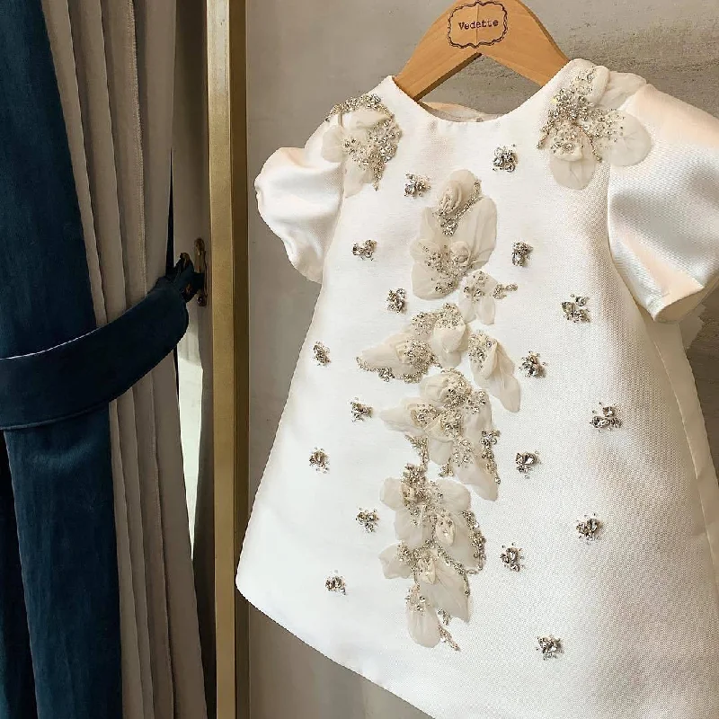 Early Access Toddler Birthday Party Dress White Embroidery Girl Princess Dress