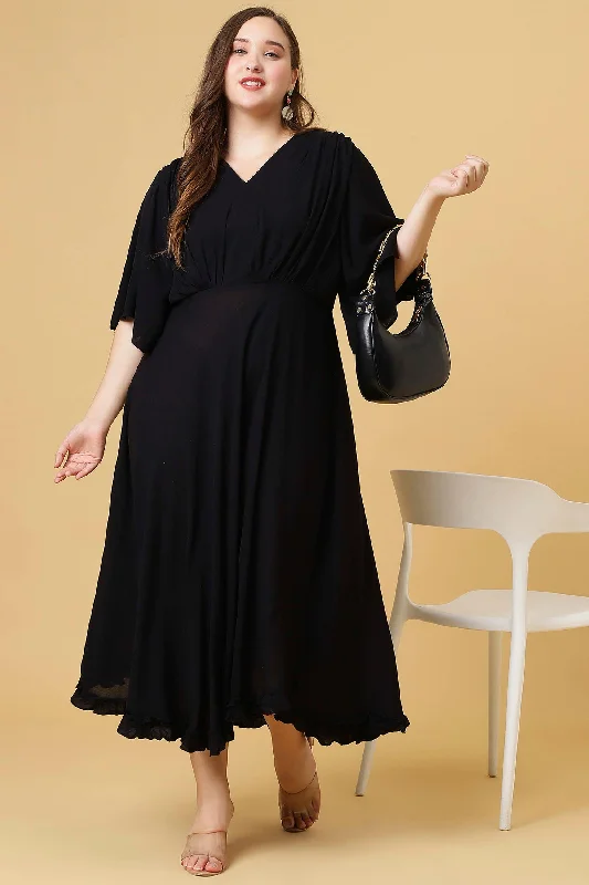 Limited Availability Curvy Lane Women Plus Size V Neck Evening Dress