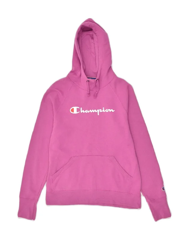 Reduced Prices CHAMPION Womens Graphic Hoodie Jumper US 2 XS Pink Polyester