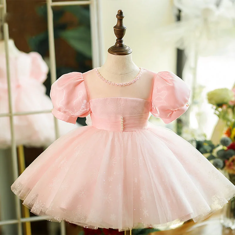 Price Rollback Flower Girl Dress Toddler Pink Puff Sleeves Fluffy Mesh Communion Princess Dress Price Rollback Flower Girl Dress Toddler Pink Puff Sleeves Fluffy Mesh Communion Princess Dress