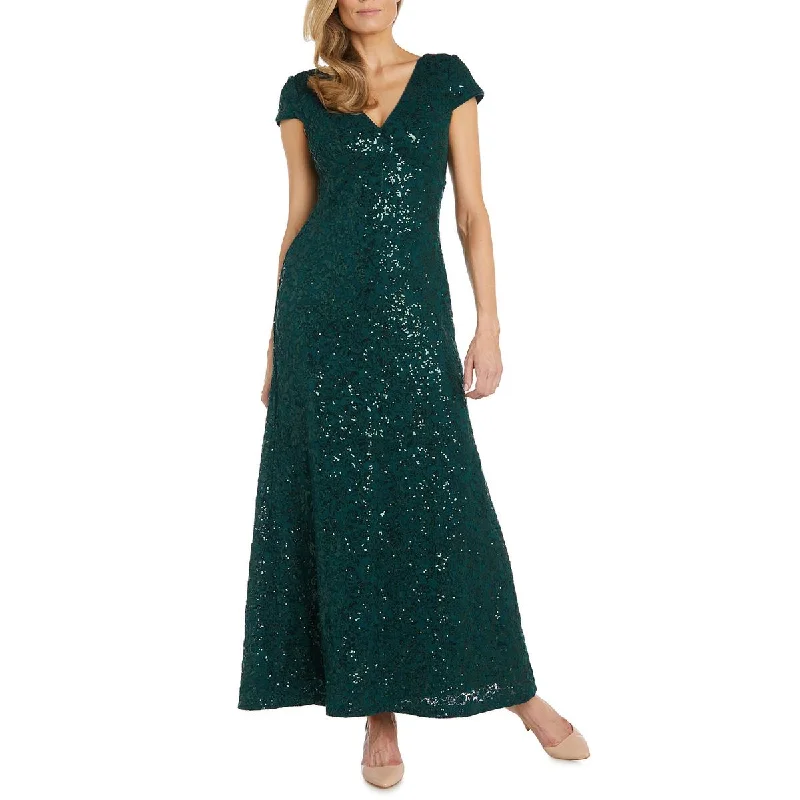 R&M Richards Womens Lace Full Length Evening Dress