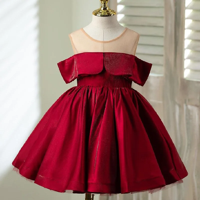 Referral Discount Girl Christmas Dress Toddler Ball Gowns Baby Girl Formal First Communion Red Puffy Birthday Party Dress