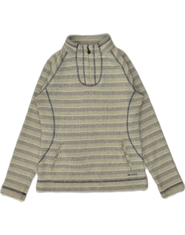 Markdowns WEIRD FISH Womens Zip Neck Sweatshirt Jumper UK 10 Small Beige Striped