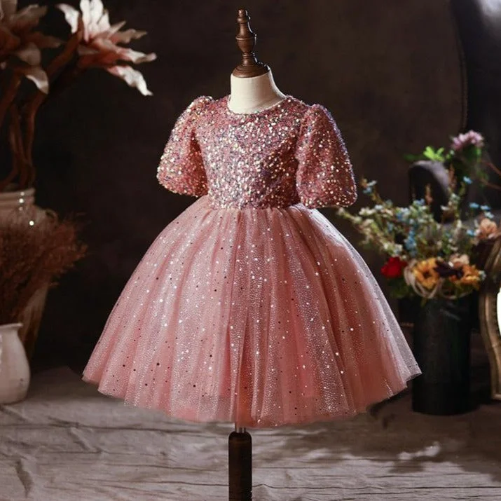 Savings Galore Girl Summer Pink Sequin Bow Princess Party Dress