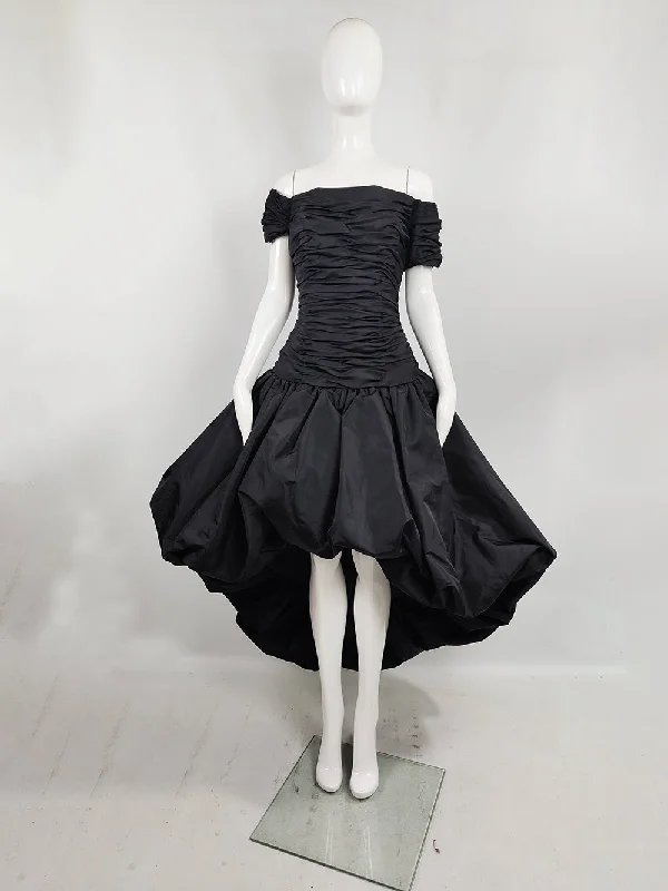Price Reduction Victor Costa Vintage Womens Black Taffeta 1980s Ball Gown