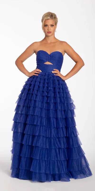 Pleated Tulle Ballgown with Peek-A-Boo Bodice