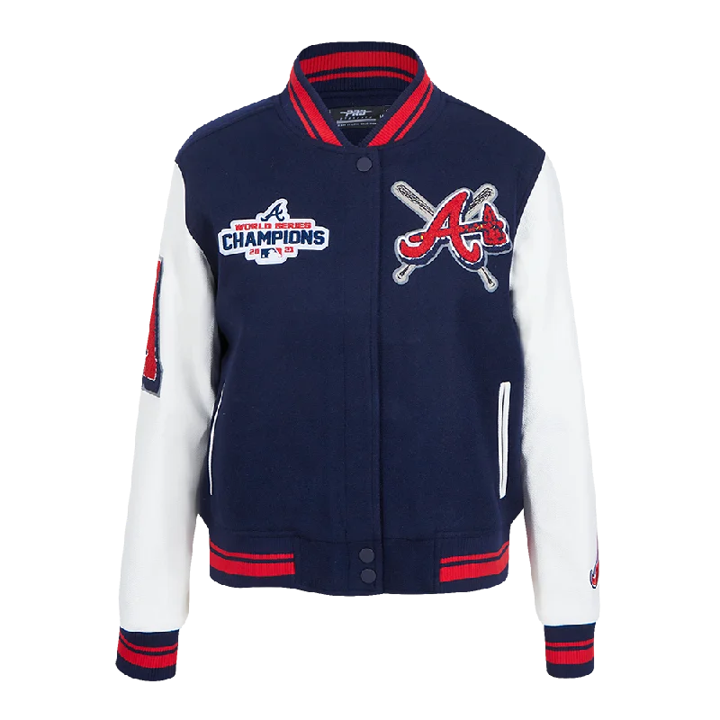 YEAR-End Clearance CHAMARRA UNIVERSITARIA MLB ATLANTA BRAVES MASH UP PARA MUJER