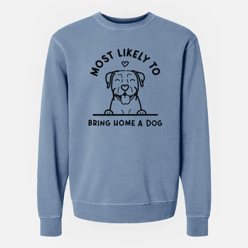 Act Fast Most Likely to Bring Home a Dog - Pitbull - Unisex Pigment Dyed Crew Sweatshirt