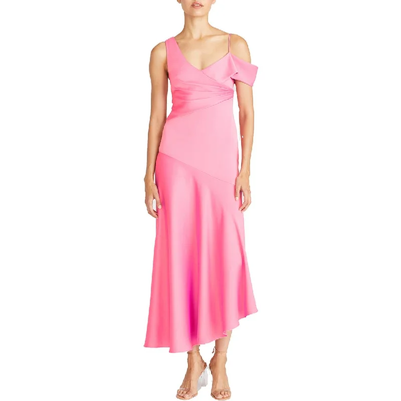 ML Monique Lhuillier Womens Pleated Tea Length Evening Dress