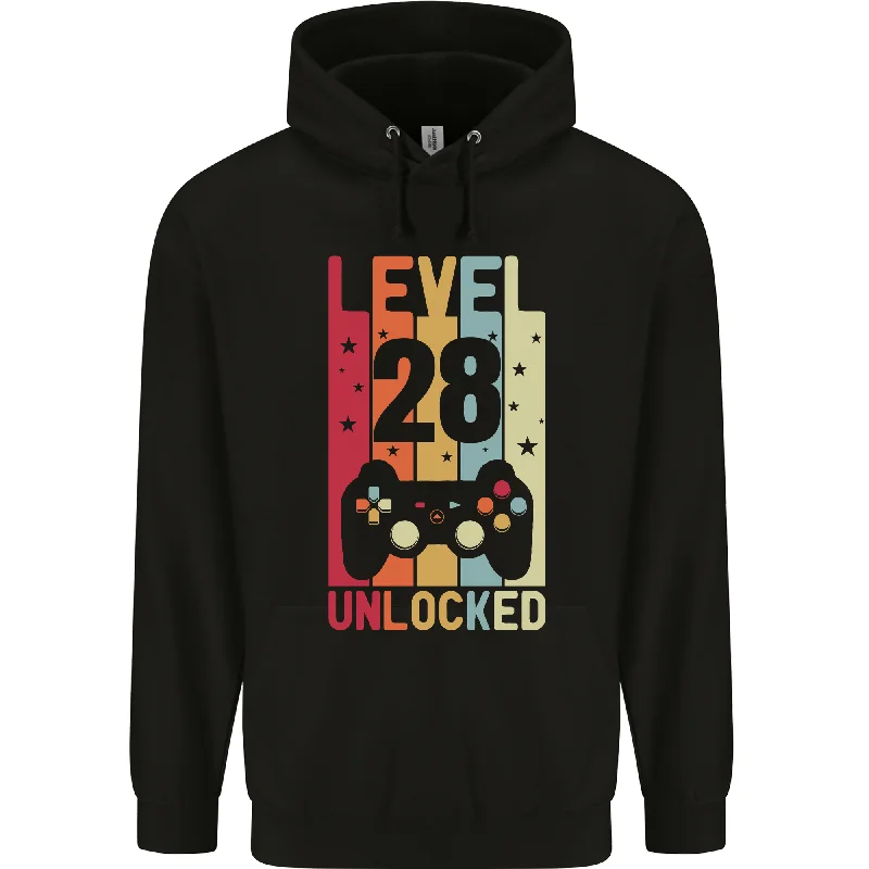 Don't Miss 28th Birthday 28 Year Old Level Up Gaming Mens 80% Cotton Hoodie