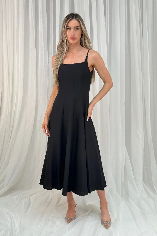 Overstock Jane Pleat Front Dress In Black