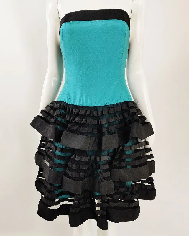 Today’s Deal Pilar Rossi Vintage Womens Silk Teal Party Dress