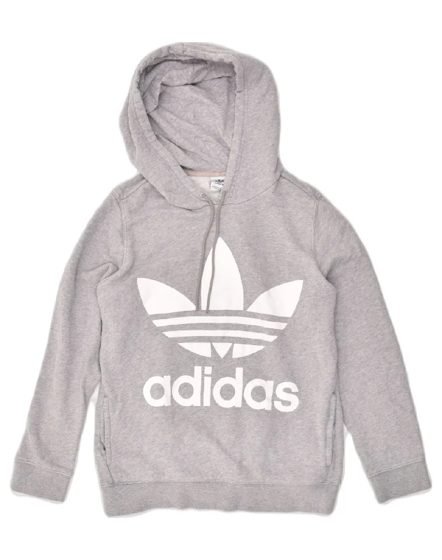 Value Deals ADIDAS Womens Graphic Hoodie Jumper UK 14 Large  Grey Cotton