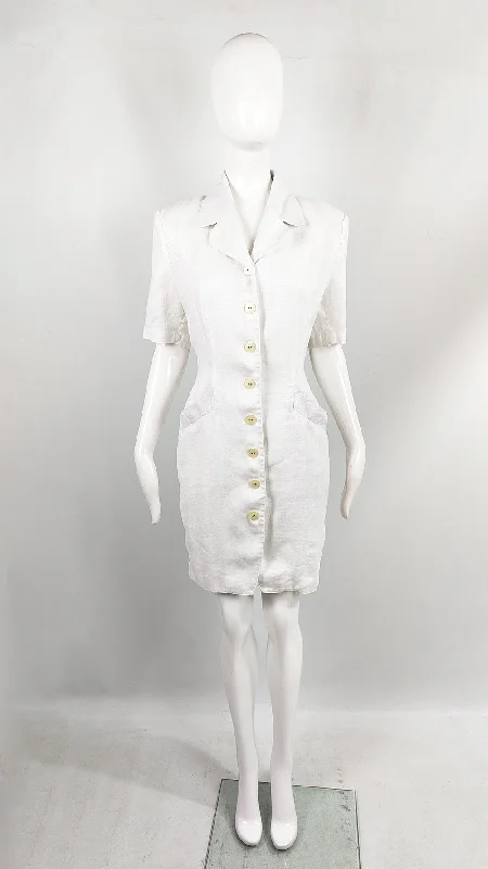 Price Smash Williwear by Willi Smith Vintage White Linen Shirtdress, 1980s